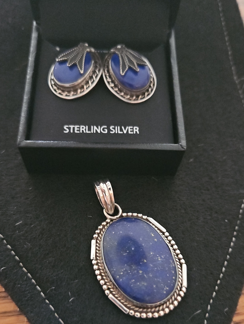 Stunning Vintage Sterling Silver & Lapis Lazuli Set